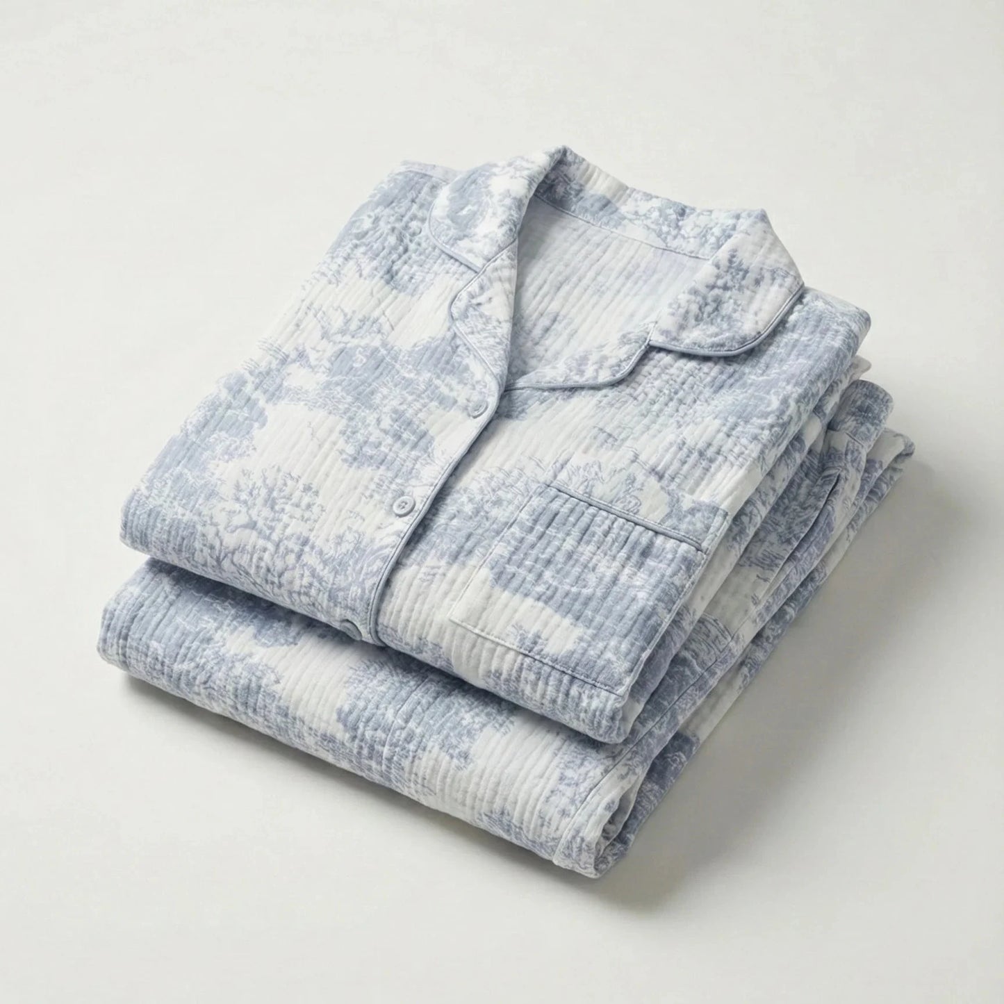 Blush Mist Cotton Pajama Set / Blue