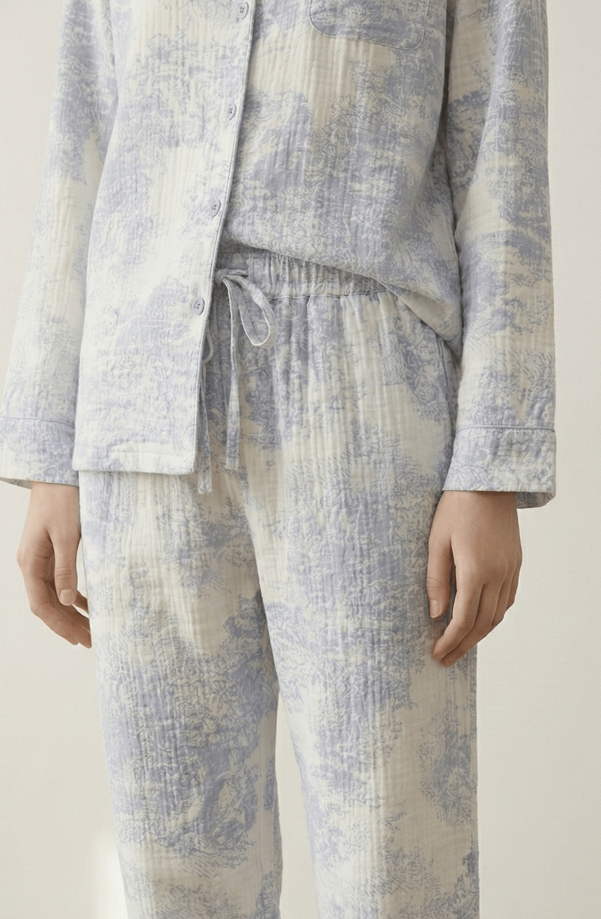 Blush Mist Cotton Pajama Set / Blue