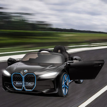 BMW I4 Licensed 12V Kids Ride On Car with Parental Remote Control, USB, MP3, and Bluetooth - Black