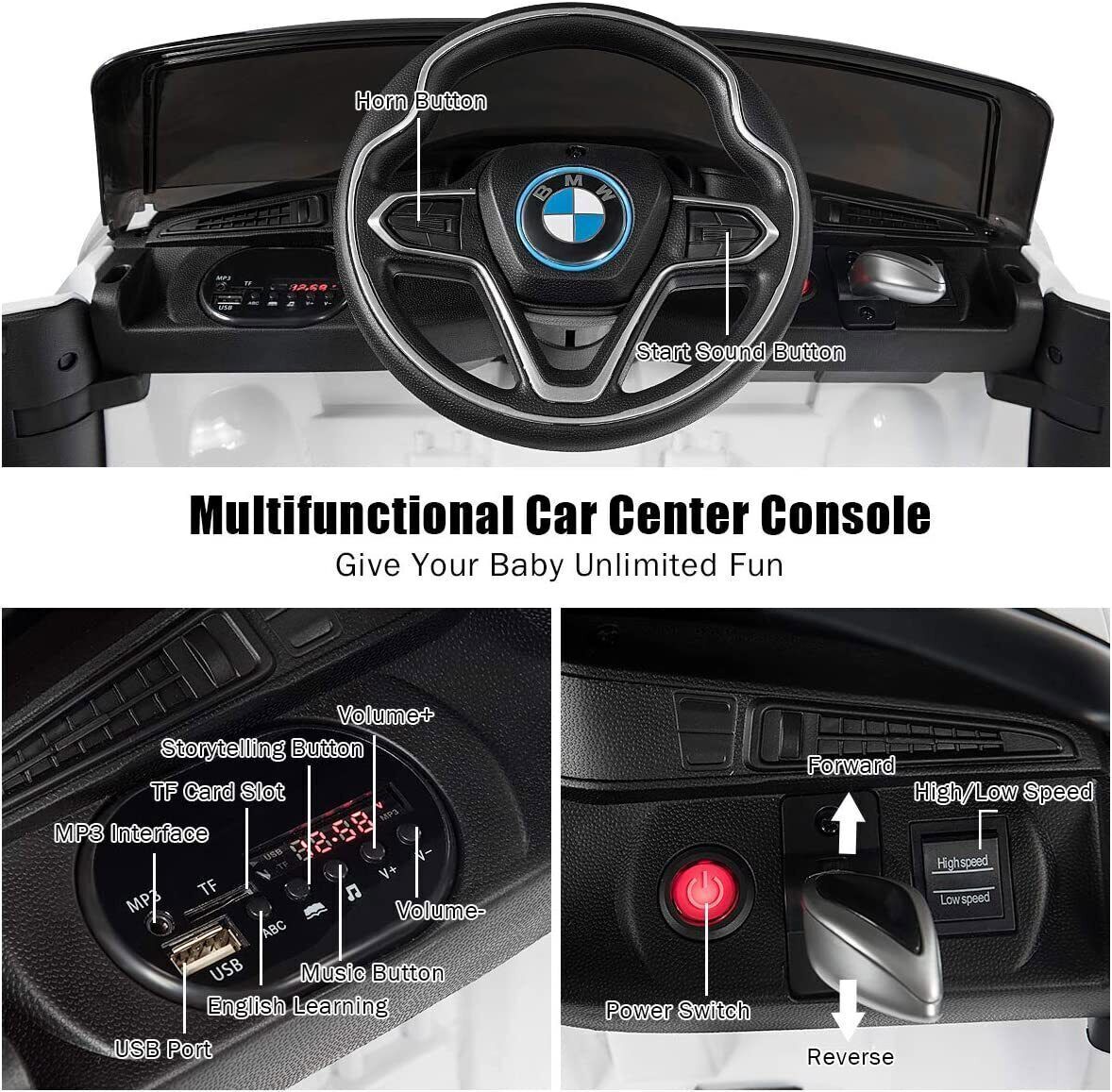 BMW I8 Electric Ride-On Car for Kids with 2.4G Remote Control and MP3 Player