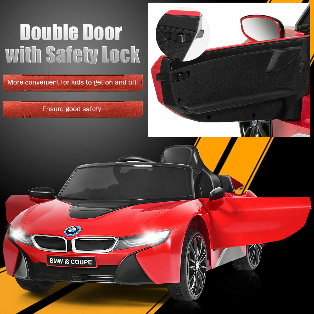 BMW I8 Electric Ride-On Car for Kids with MP3 and Remote Control - Red