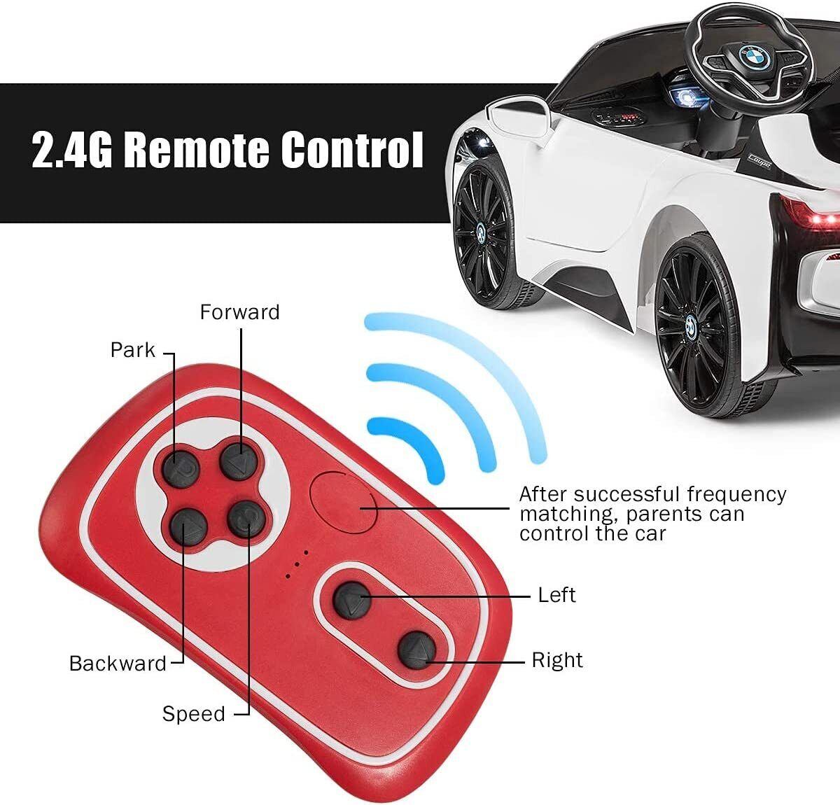 BMW I8 Electric Ride-On Car for Kids with MP3 and Remote Control - White