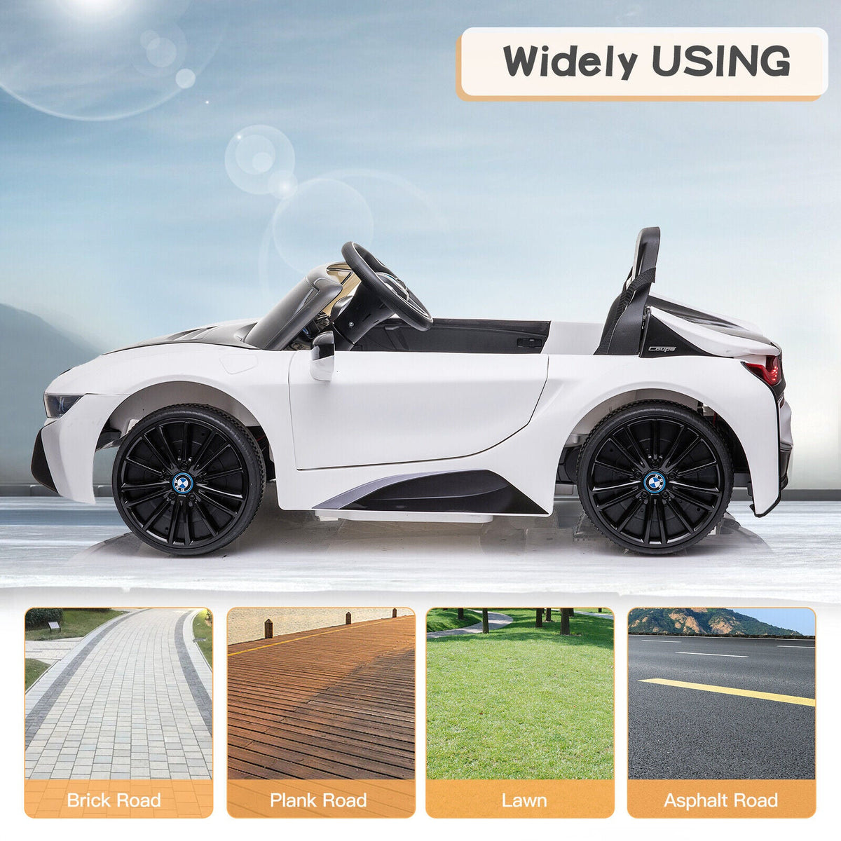 BMW I8 Electric Ride-On Car for Kids with MP3 and Remote Control - White