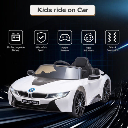 BMW I8 Electric Ride-On Car for Kids with MP3 and Remote Control - White