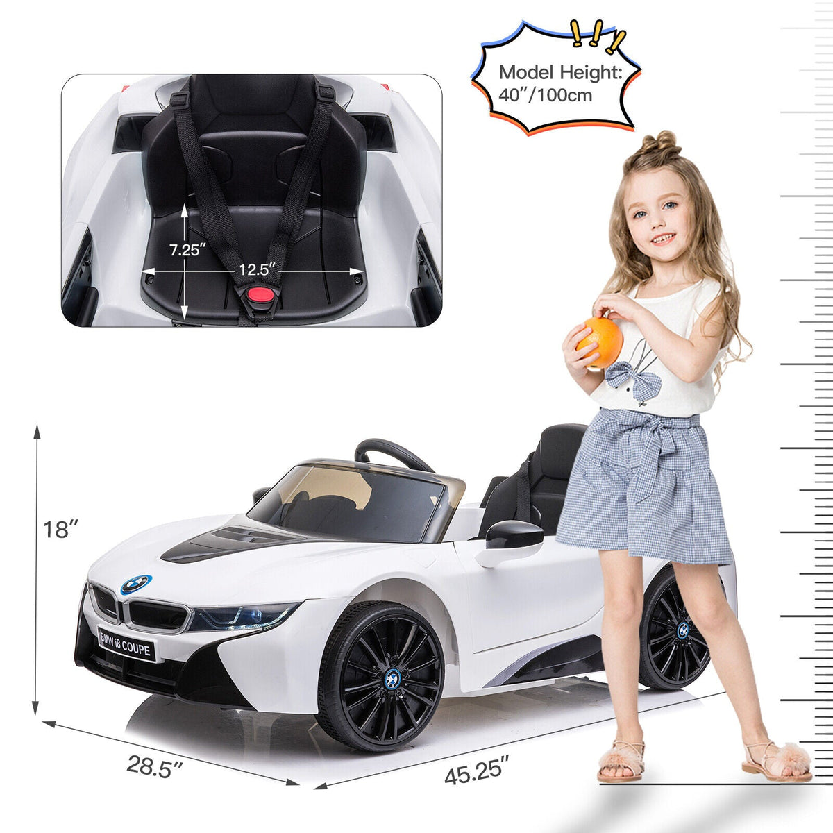 BMW i8 Licensed 12V Electric Ride-On Car for Kids with Remote Control