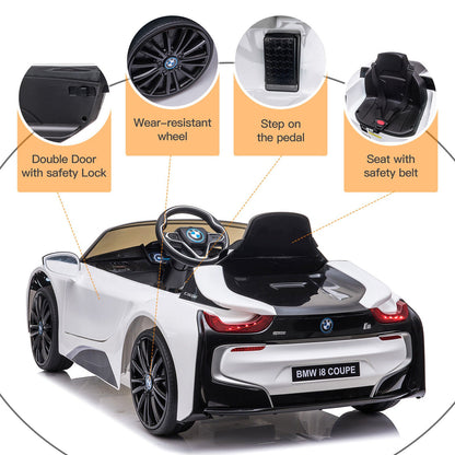 BMW i8 Electric Ride-On Car for Kids with Remote Control, MP3 Player, and LED Lights - Officially Licensed 12V Model