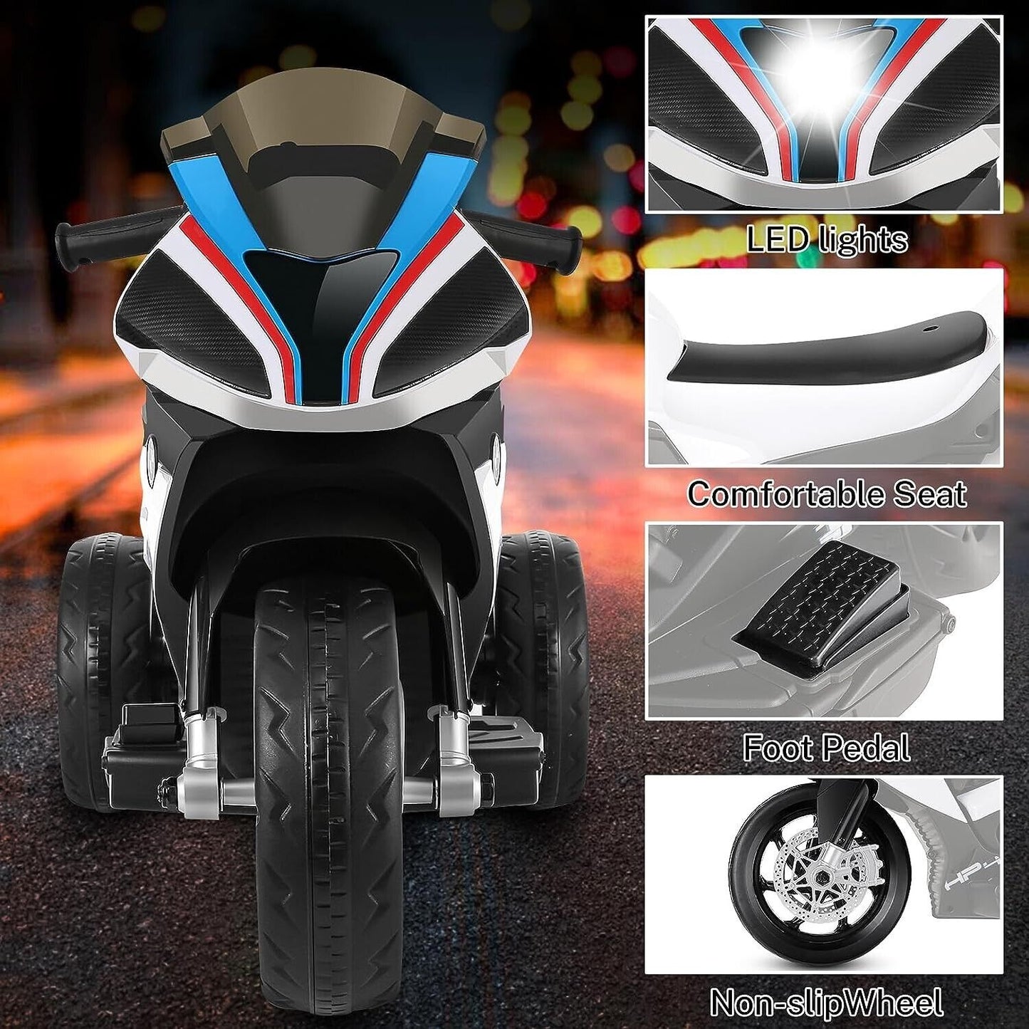 BMW Kids Electric Motorcycle - 12V Battery Powered Ride-On Bike in Sleek Black Design