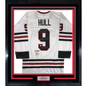 Framed Autographed/Signed Bobby Hull The Golden Jet HOF 1983 35x39 Chicago White Hockey Jersey JSA COA