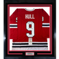 Framed Autographed/Signed Bobby Hull HOF 1983 35x39 Chicago Red Hockey Jersey JSA COA