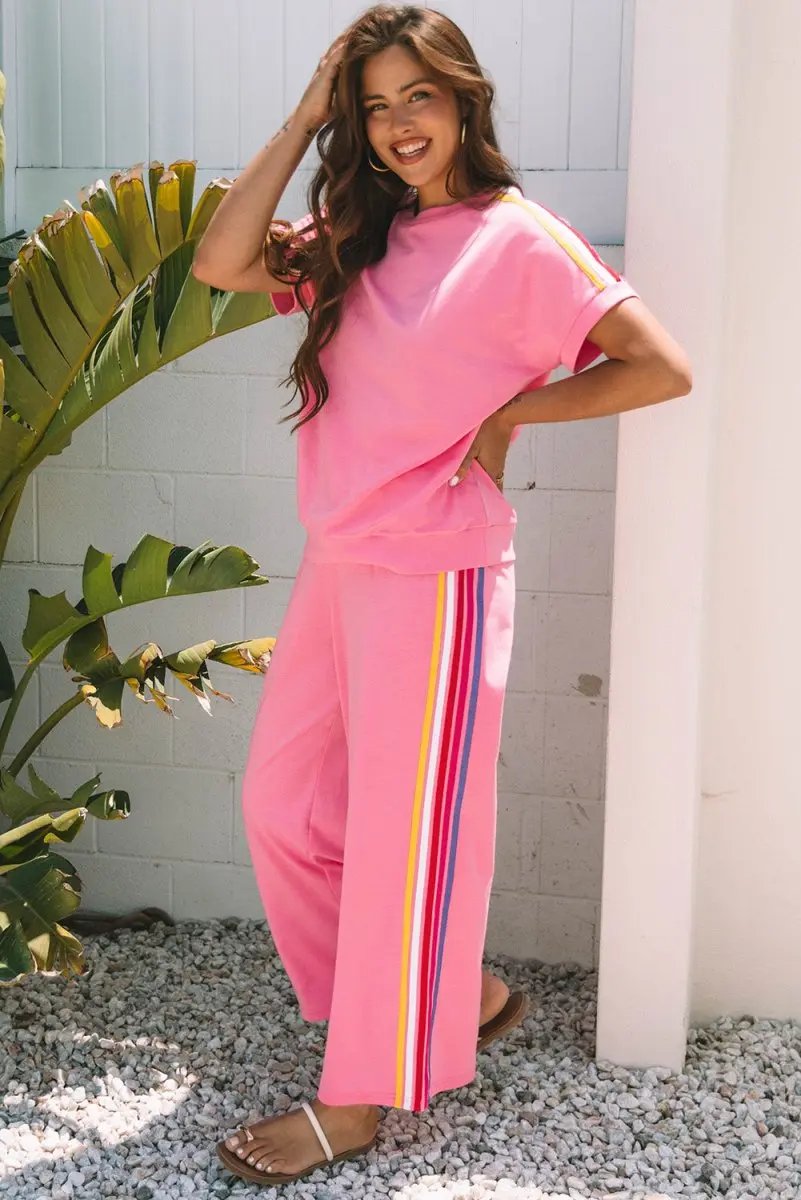 Love Salve Color Block Set Women's Daily Wear T-Shirt & Pants: Comfy & Casual