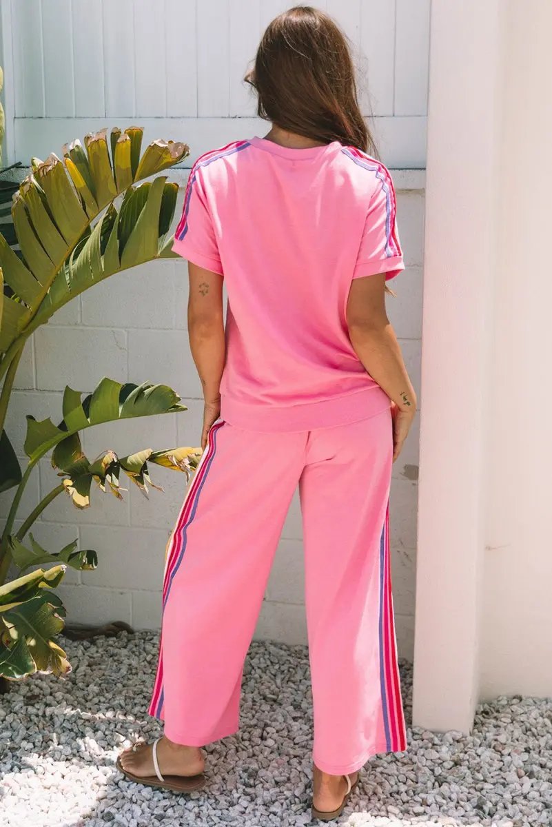 Love Salve Color Block Set Women's Daily Wear T-Shirt & Pants: Comfy & Casual
