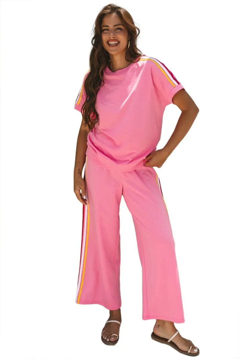 Love Salve Color Block Set Women's Daily Wear T-Shirt & Pants: Comfy & Casual