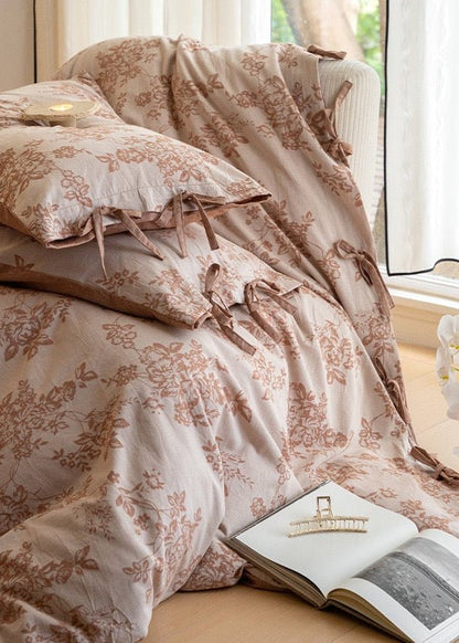 Bonnie Ribbon Bow Tie Floral Bedding Set / Blue