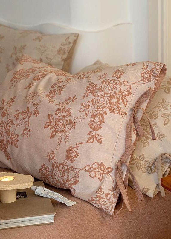Bonnie Ribbon Bow Tie Floral Bedding Set / Brown