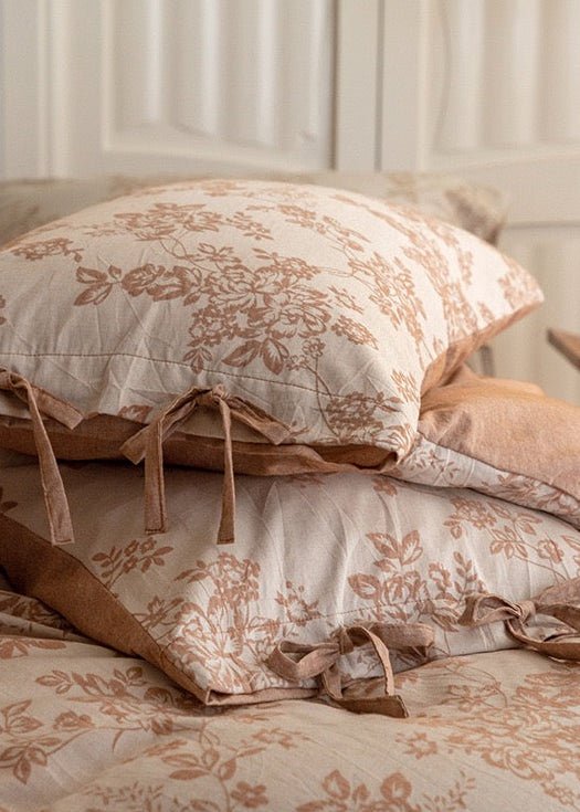 Bonnie Ribbon Bow Tie Floral Bedding Set / Dark Gray