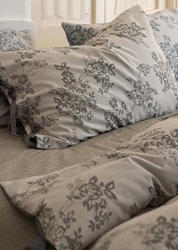 Bonnie Ribbon Bow Tie Floral Bedding Set / Brown