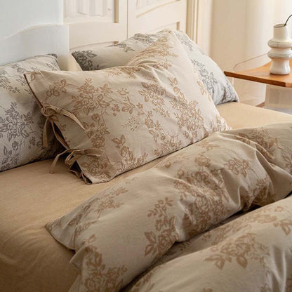 Bonnie Ribbon Bow Tie Floral Bedding Set / Dark Gray
