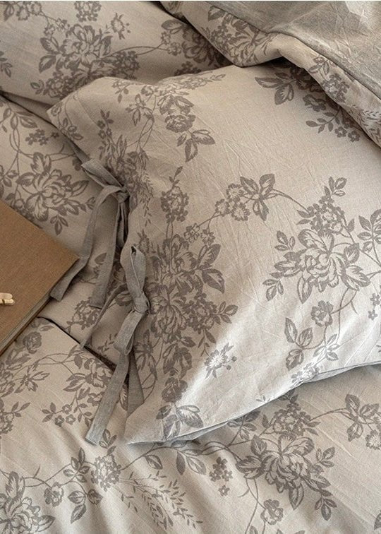Bonnie Ribbon Bow Tie Floral Bedding Set / Brown