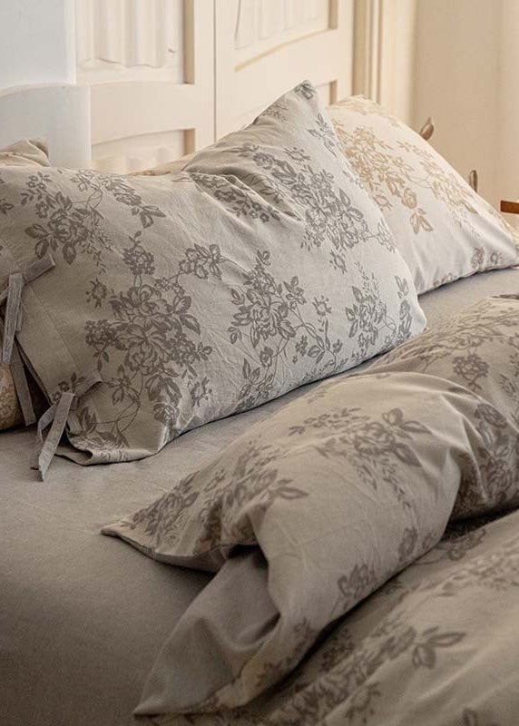 Bonnie Ribbon Bow Tie Floral Bedding Set / Brown