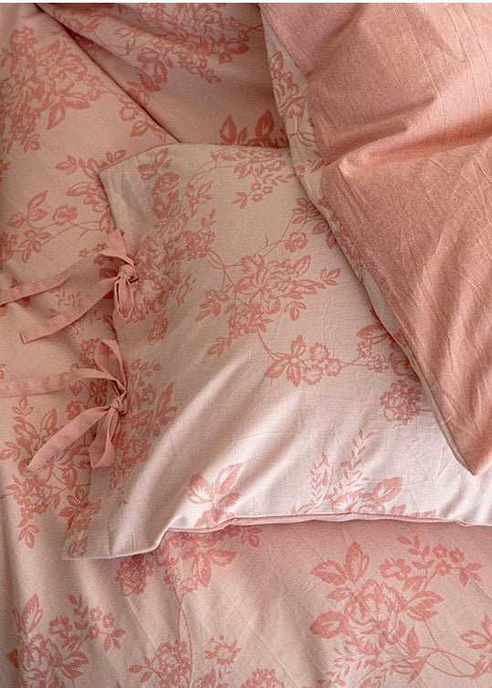 Bonnie Ribbon Bow Tie Floral Bedding Set / Dark Gray