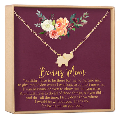 Bonus Mom Elephant Pendant Necklace