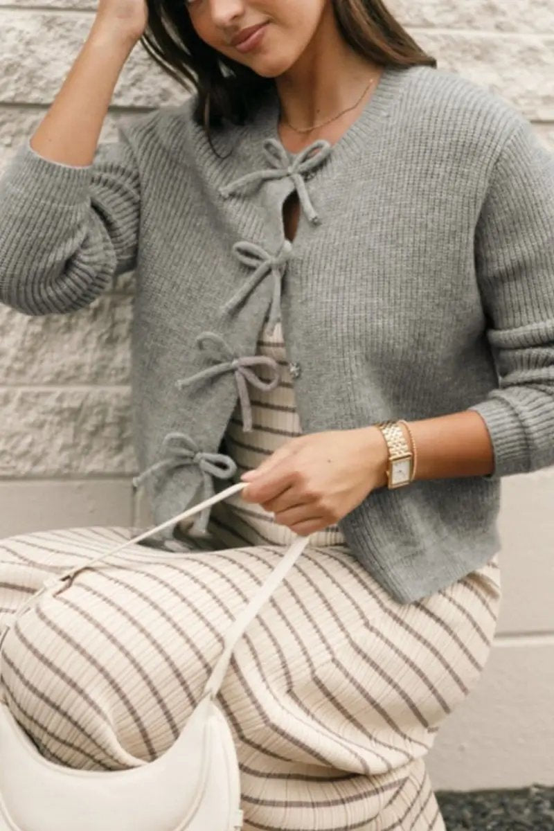 Sweaters Trendsi Bow Cardigan Women's Fall Layering Knit Top Comfortable Long Sleeve