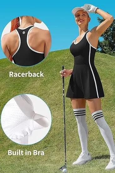 Women's Tennis Dress Tennis Dress - V-Neck Built-In Bra & Shorts - Women's