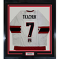 Framed Autographed/Signed Brady Tkachuk 35x39 Ottawa White Hockey Jersey JSA COA