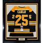 Framed Autographed/Signed Brandon Carlo 35x39 Boston Black Hockey Jersey JSA COA