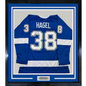 Framed Autographed/Signed Brandon Hagel 35x39 Tampa Bay Blue Hockey Jersey JSA COA