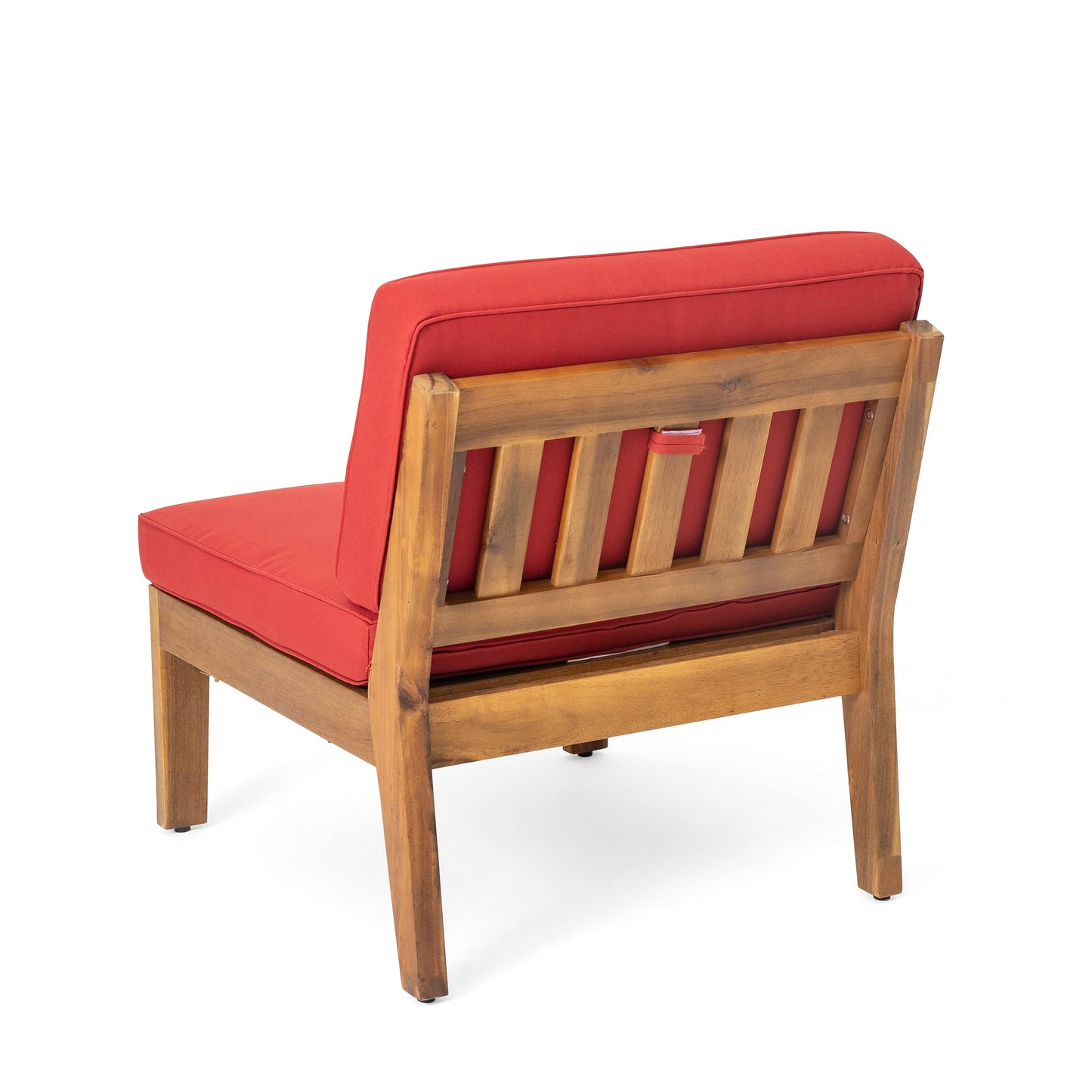 Grenada 8 Seater Acacia Wood Sectional Sofa Set, Teak + Red