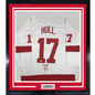 Framed Autographed/Signed Brett Hull HOF 2009 35x39 Detroit White Hockey Jersey JSA COA