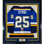 Framed Autographed/Signed Jordan Kyrou 35x39 St. Louis Blue Hockey Jersey JSA COA