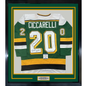 Framed Autographed/Signed Dino Ciccarelli 35x39 HOF 2010 Minnesota Green Hockey Jersey Beckett BAS COA