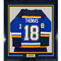 Framed Autographed/Signed Robert Thomas 35x39 St. Louis Blue Hockey Jersey Beckett BAS COA