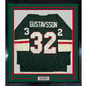 Framed Autographed/Signed Filip Gustavsson 35x39 Minnesota Green Hockey Jersey JSA COA
