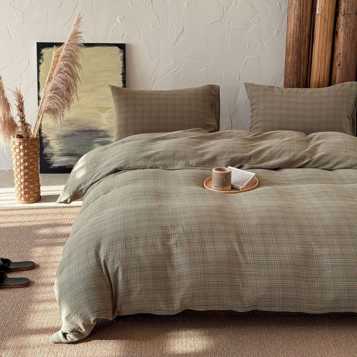 British Vintage Plaid Bedding Set / Black
