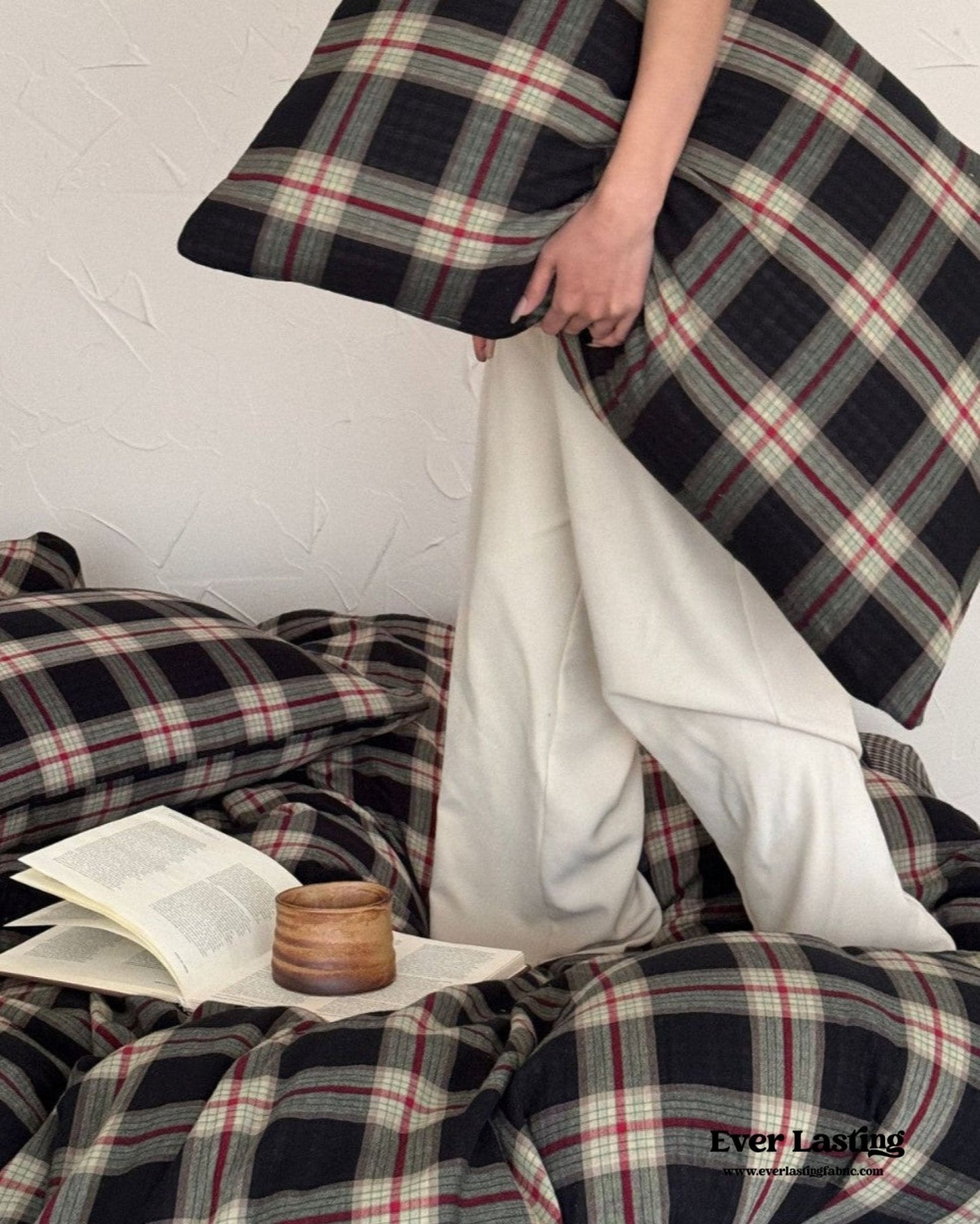 British Vintage Plaid Bedding Set / Black