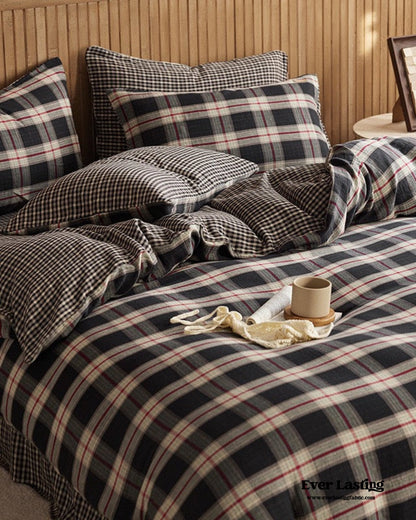 British Vintage Plaid Bedding Set / Black
