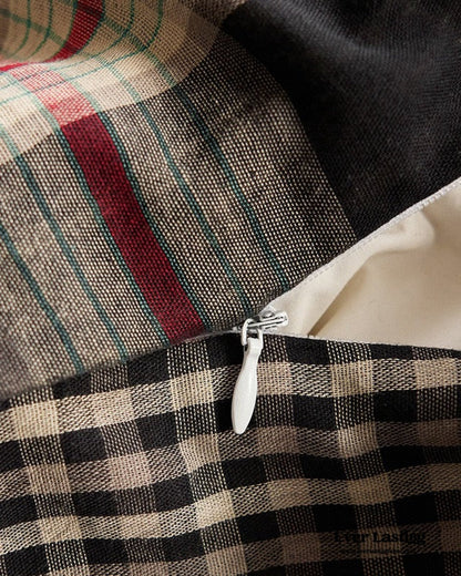 British Vintage Plaid Bedding Set / Black