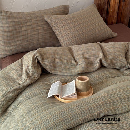 British Vintage Plaid Bedding Set / Black