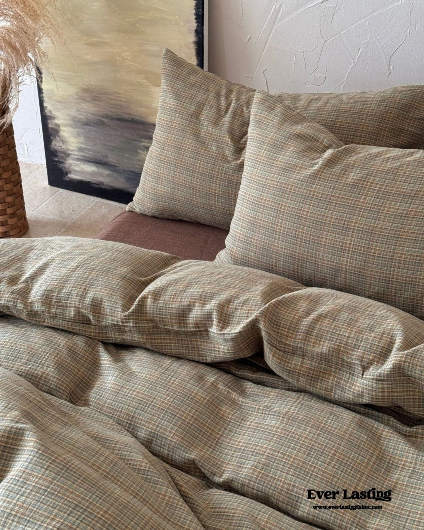 British Vintage Plaid Bedding Set / Brown