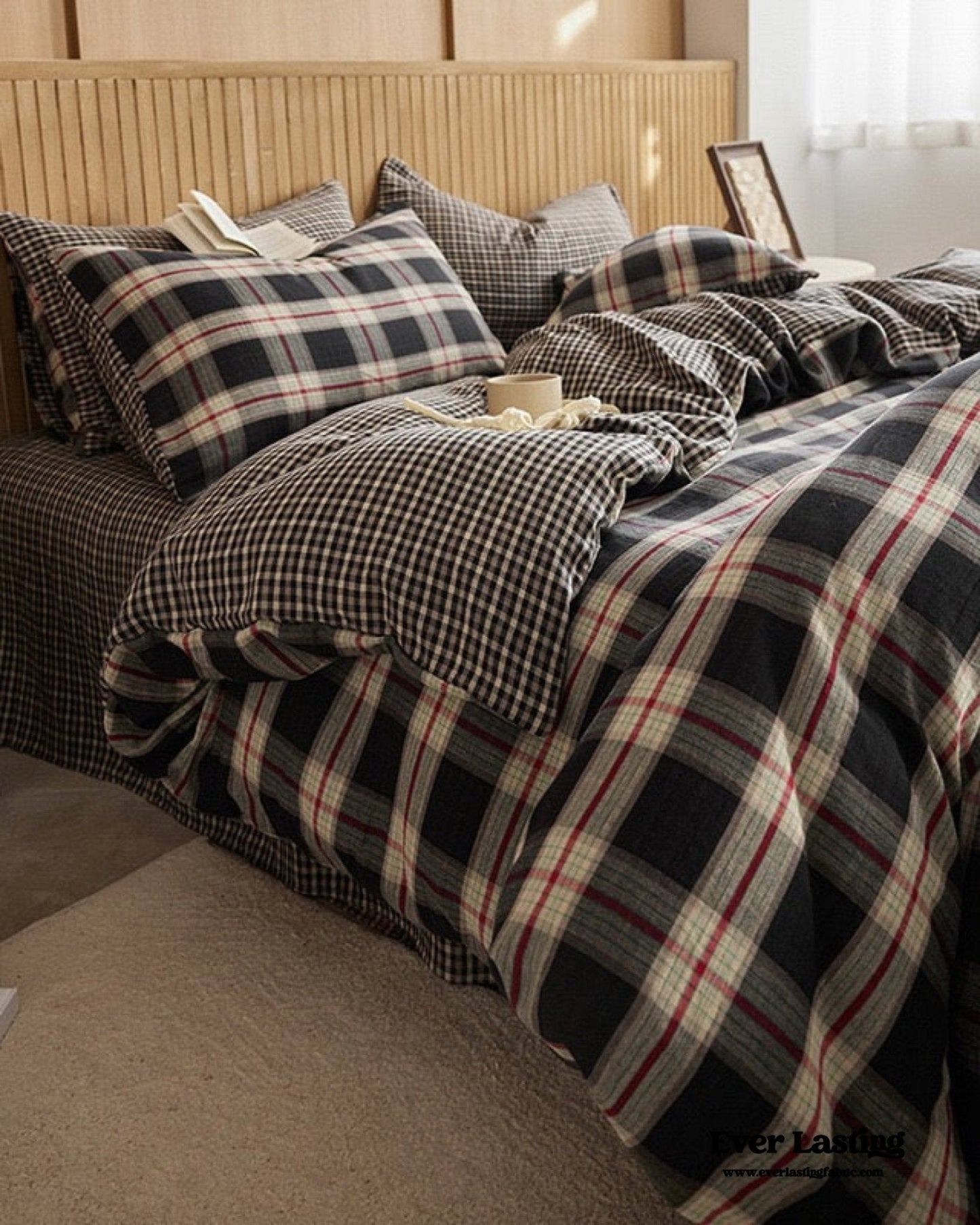 British Vintage Plaid Bedding Set / Brown