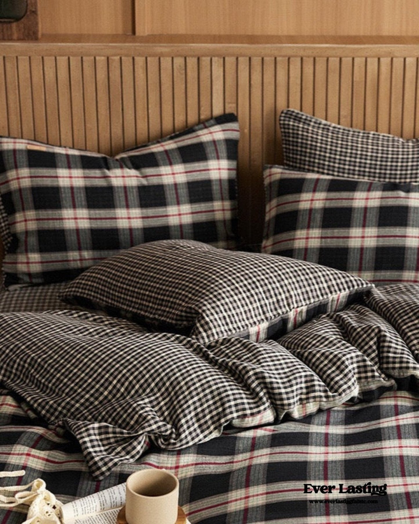 British Vintage Plaid Bedding Set / Red