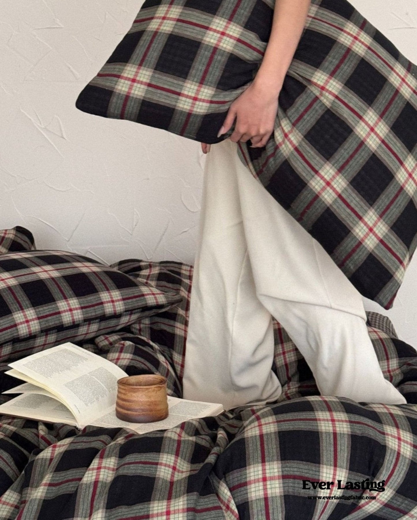 British Vintage Plaid Bedding Set / Red