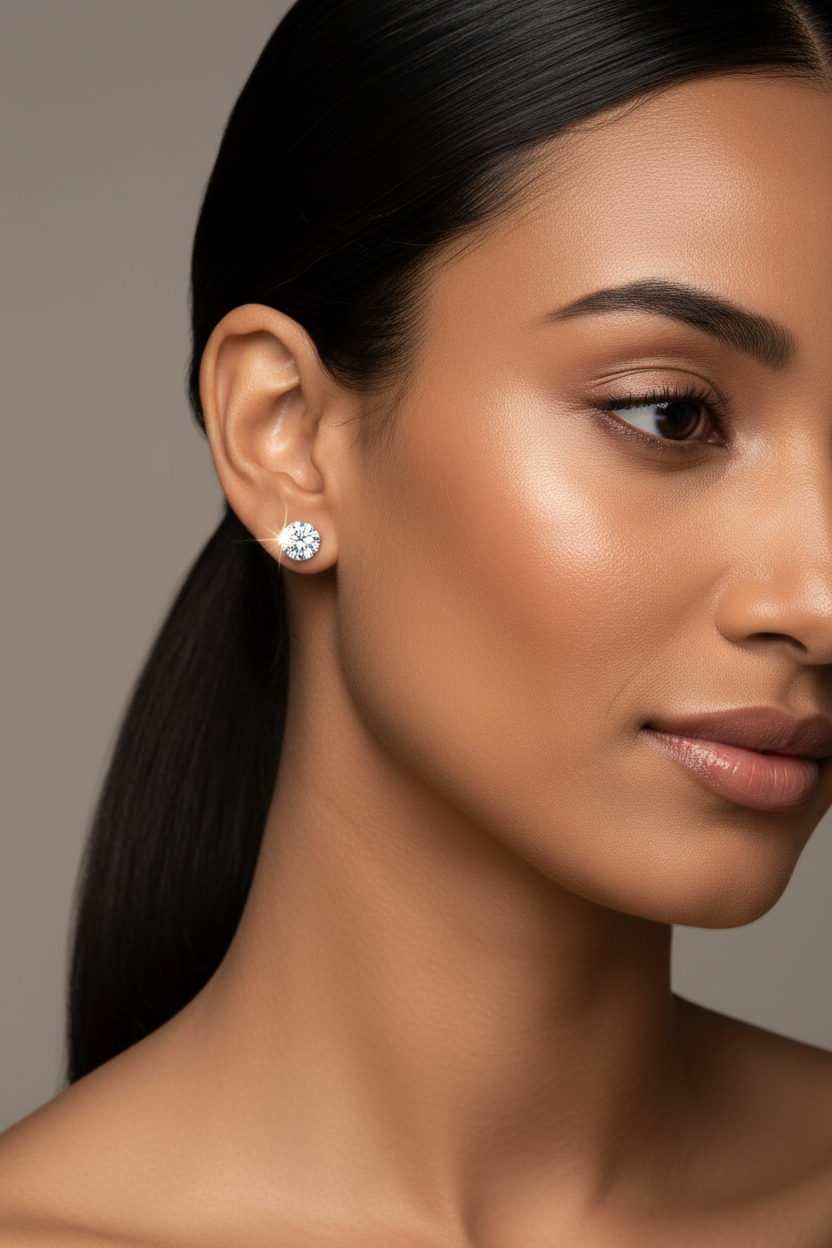Celestial Sparkle™ | Personalized 925 Sterling Silver Moissanite Studs (0.5–2 Carat)