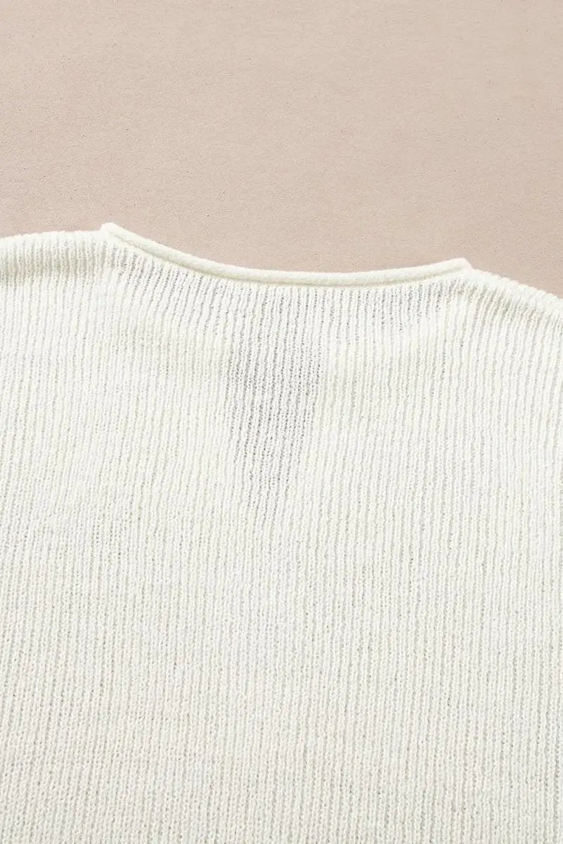 Love Salve Brown Striped V-Neck Cropped Sweater