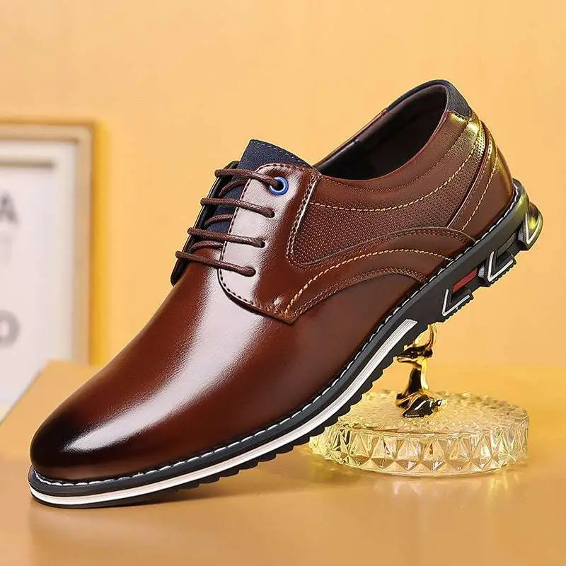Brown Textured Work Fashion Leather Shoes