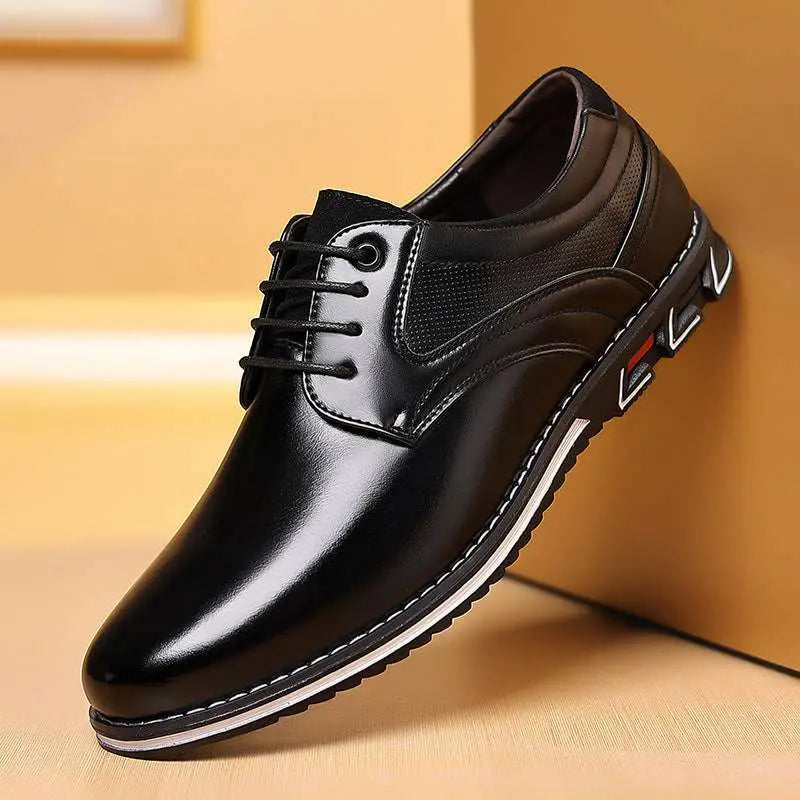 Brown Textured Work Fashion Leather Shoes