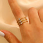 Stainless Steel Zircon Line Ring